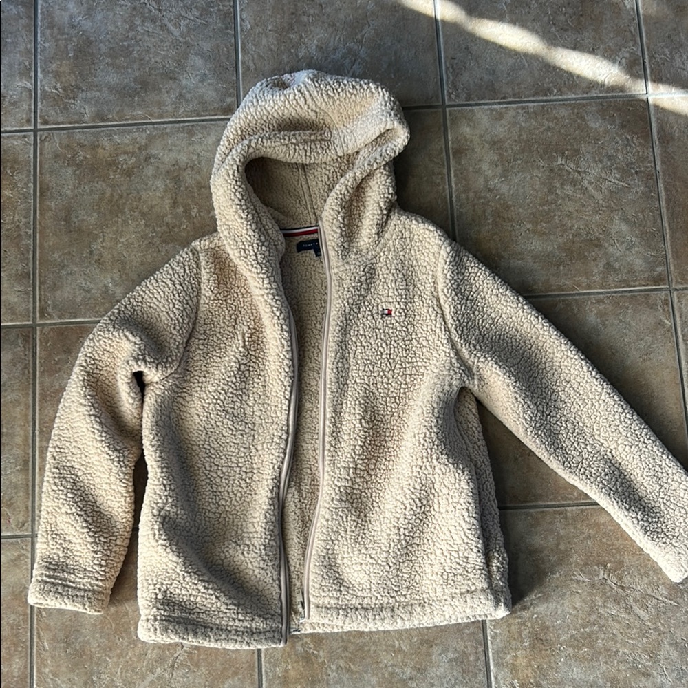 Tommy Hilfiger Cozy Cream Teddy Jacket Size Medium